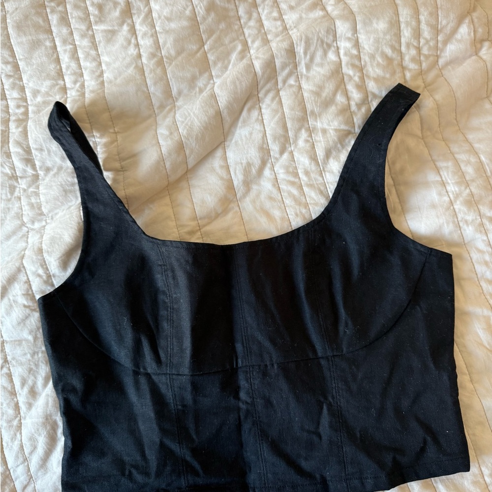 Banana Republic Linen Black Corset Top